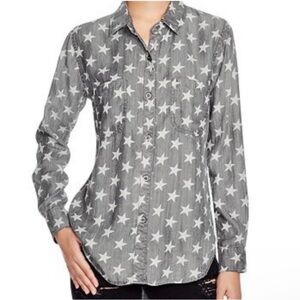 Rails Button Up Shirt with Stars in Grey